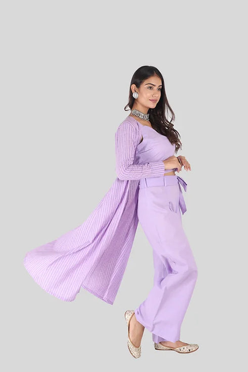 Lilac Co Ord Set With Jacket